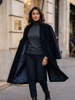 Vintage SPORTMAX x Fratelli Piacenza Wool Overcoat – Navy - Women Size 4/ UK 8